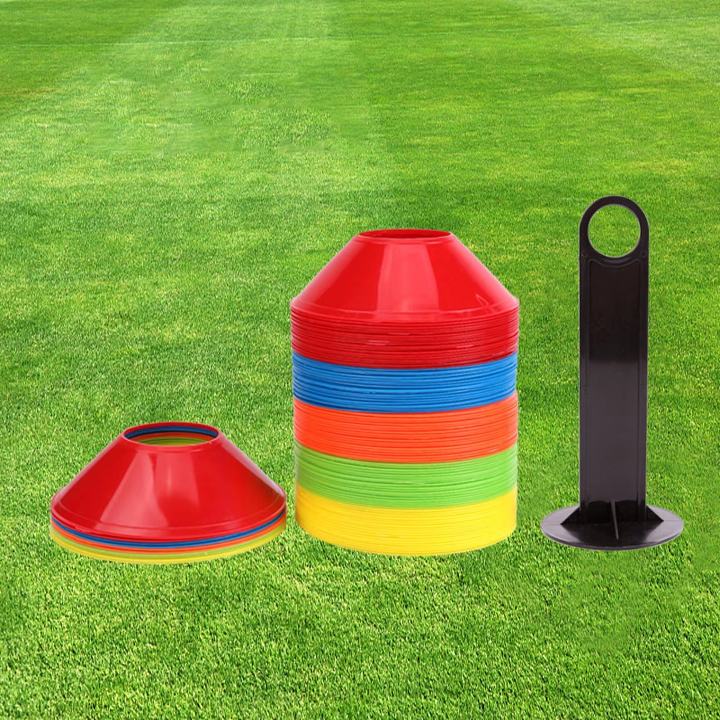 50-Piece Set of Flexible Soccer Cones for Agility Training in Garden Environments