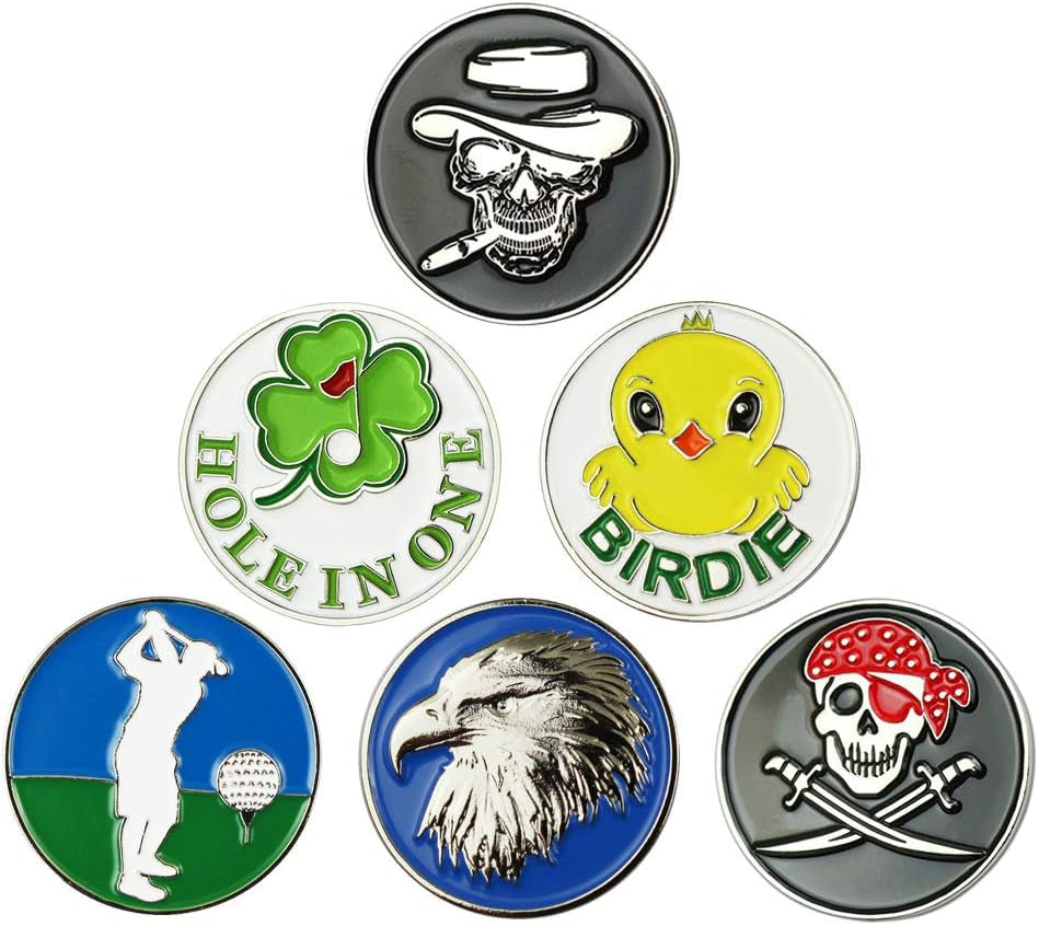 Golf Ball Markers Golf Markers Golf Gifts Clips Pack of 6