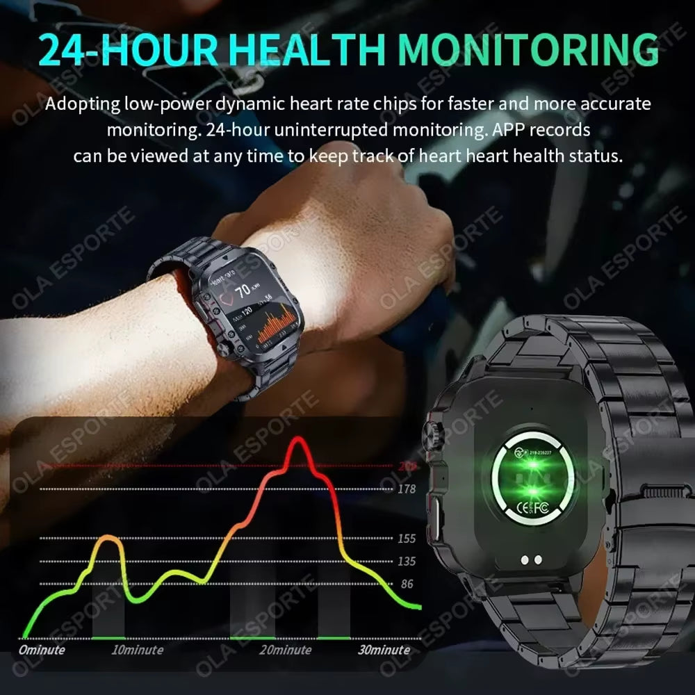 Men's Smartwatch with Flashlight, Bluetooth Calling, Fitness Tracking, IP68 Waterproof, Compatible with Android and iOS - 2025 Model