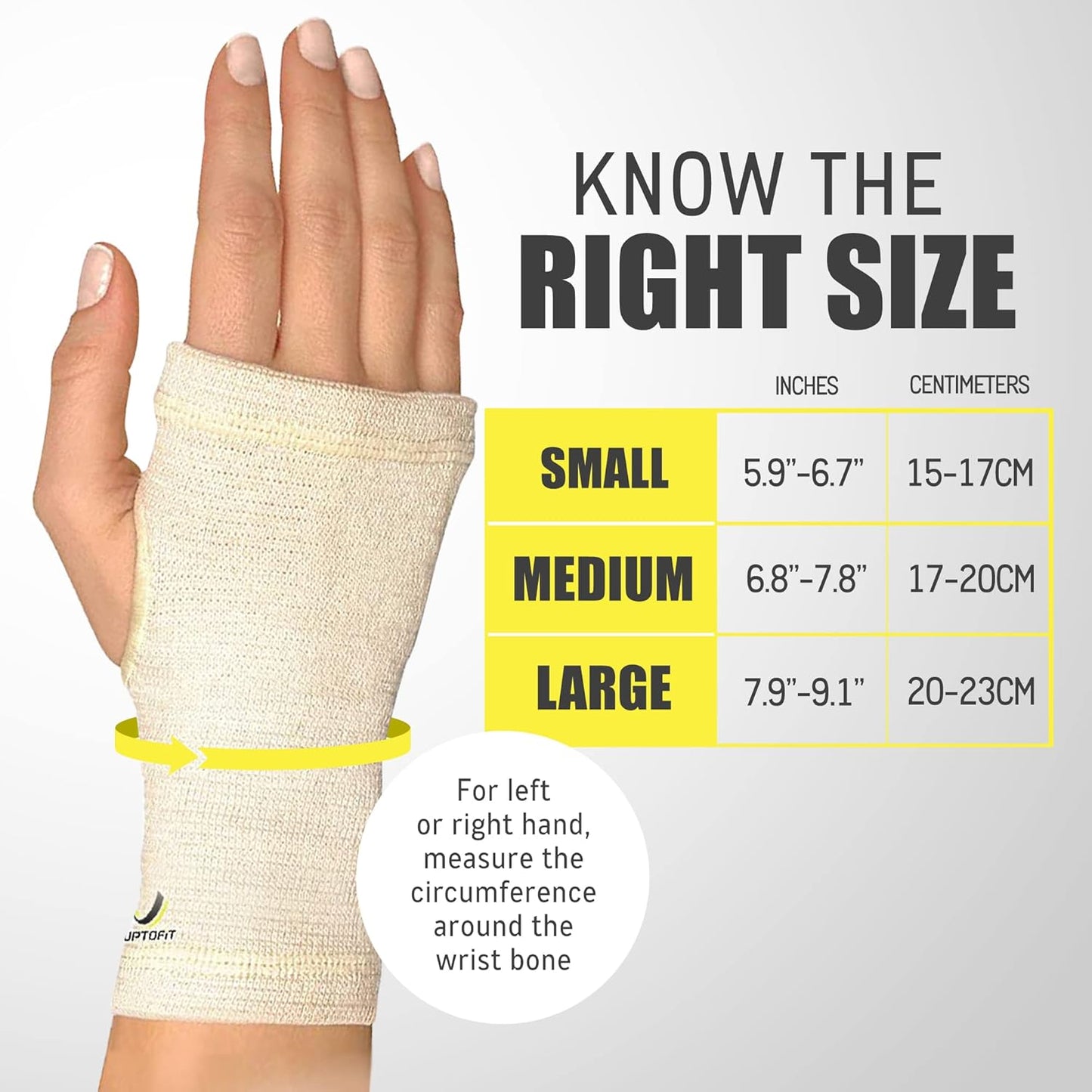 Copper Wrist Compression Sleeve, Hand Brace Wrist Support for Carpal Tunnel, Wrist Brace for Tendonitis, Breathable Copper Compression Sleeve, White/Skin in Medium, Pack of 1